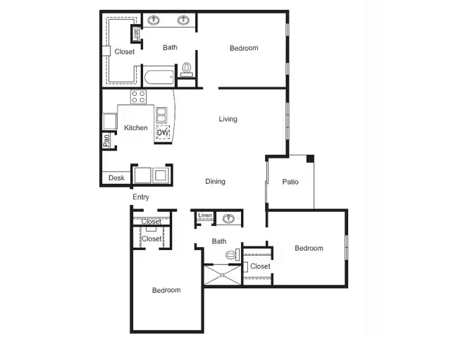 3 Bed, 2 Bath B with Garage 9-0918 floor plan